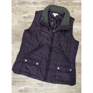 Coldwater Creek Puffer Vest Zip & Button Front Pockets Purple Women’s Sz Medium